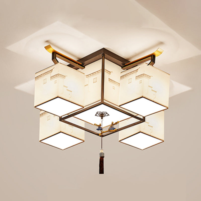 Luminaire encastré en tissu multi-lumières, luminaire de montage encastré de simplicité de Style chinois