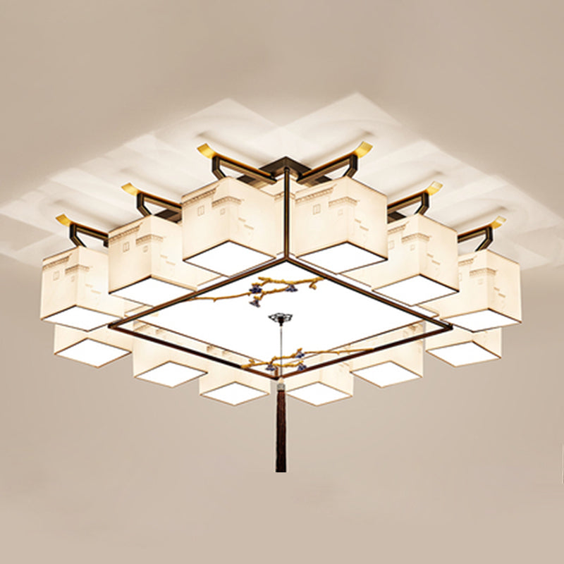 Luminaire encastré en tissu multi-lumières, luminaire de montage encastré de simplicité de Style chinois