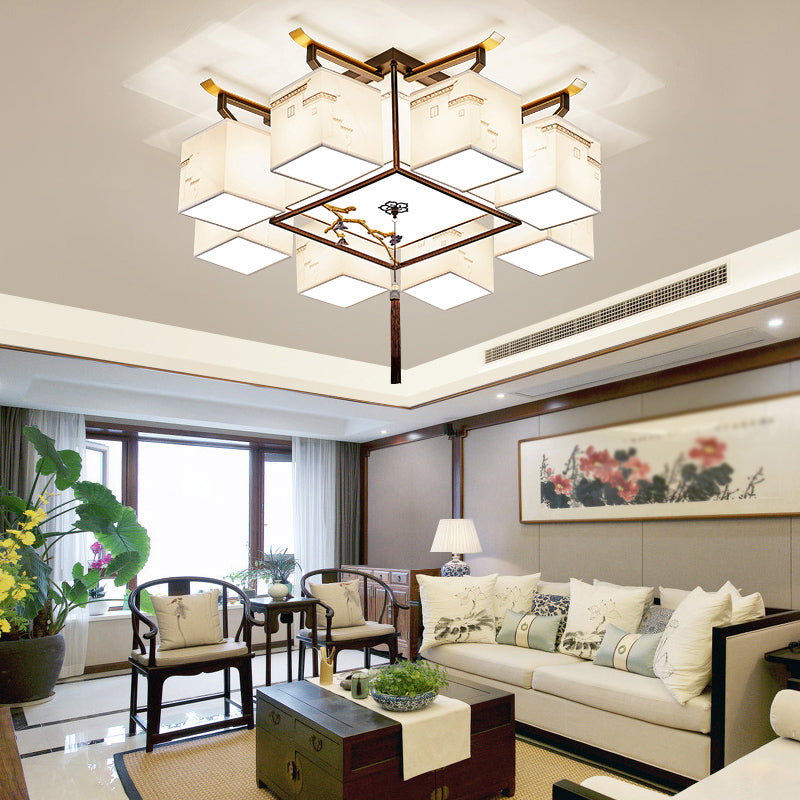 Luminaire encastré en tissu multi-lumières, luminaire de montage encastré de simplicité de Style chinois