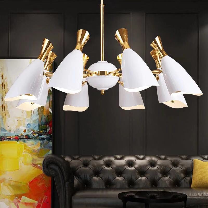 Eigentijdse stijl kroonluchter licht metalen trechter schaduw woonkamer hanglamp