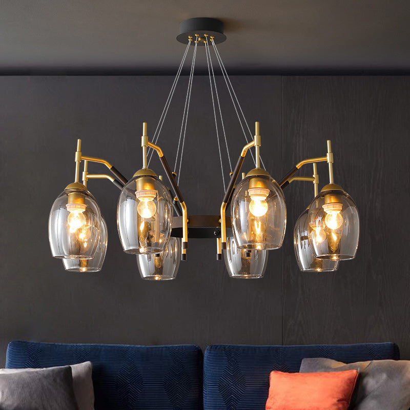 Wineglass Chandelier Light Fixture Vintage Glass Pendant Lighting for Restaurant
