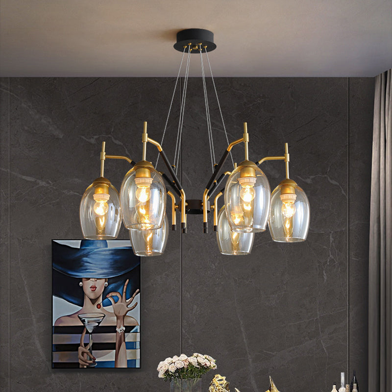 Wineglass Chandelier Light Fixture Vintage Glass Pendant Lighting for Restaurant