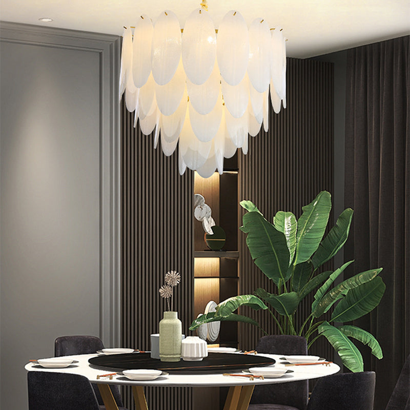Luminaire de lustre en plumes