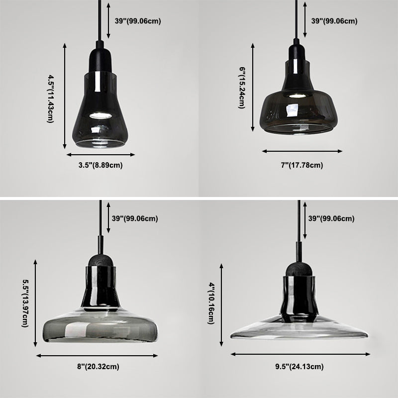 Corda sospesa a sospensione leggera a soffitto in vetro moderno sala da pranzo lampada appesa in fumio grigio