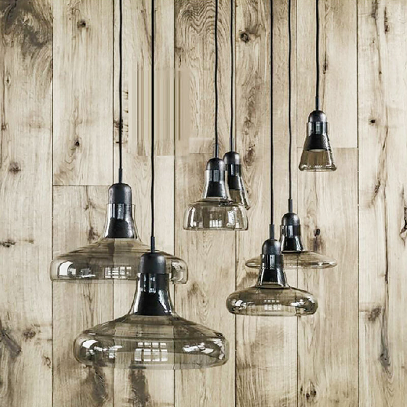 Hanging Cord Pendant Ceiling Light Modern Glass Dinning Room Hanging Light Fixture in Smoke Gray