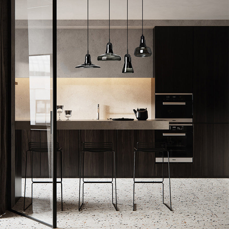 Hanging Cord Pendant Ceiling Light Modern Glass Dinning Room Hanging Light Fixture in Smoke Gray