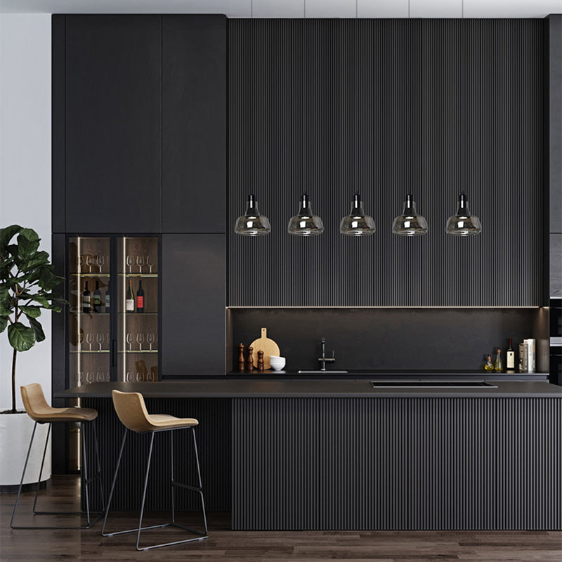 Hanging Cord Pendant Ceiling Light Modern Glass Dinning Room Hanging Light Fixture in Smoke Gray