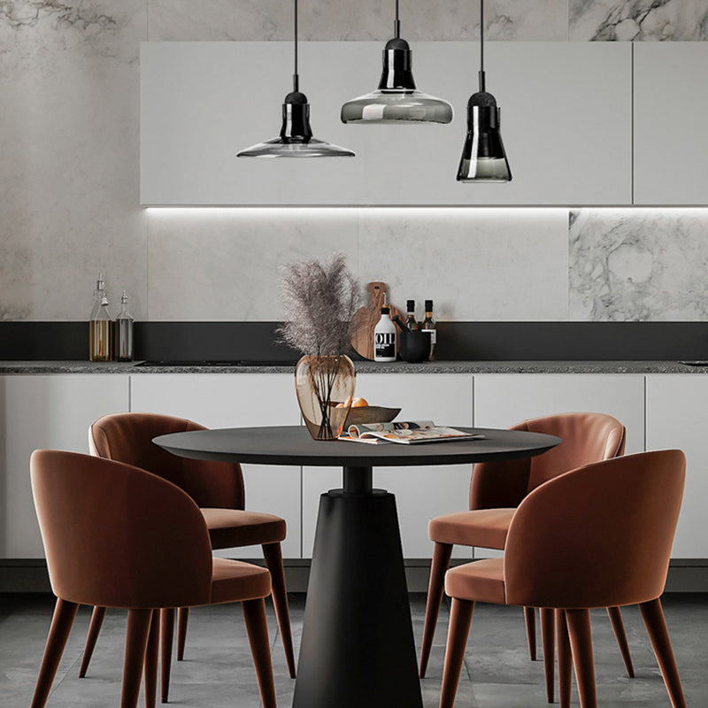 Hanging Cord Pendant Ceiling Light Modern Glass Dinning Room Hanging Light Fixture in Smoke Gray