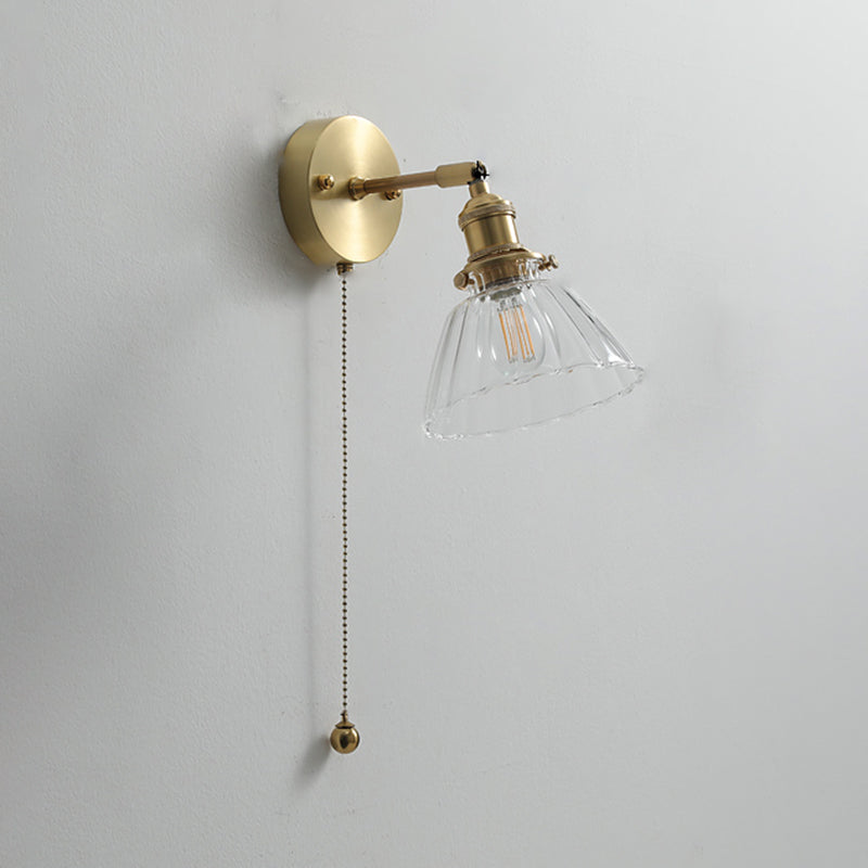 Modern Style Design Sconce Light Fixtures 1-Light Brass Wall Mounted Lamp with Grass Shade