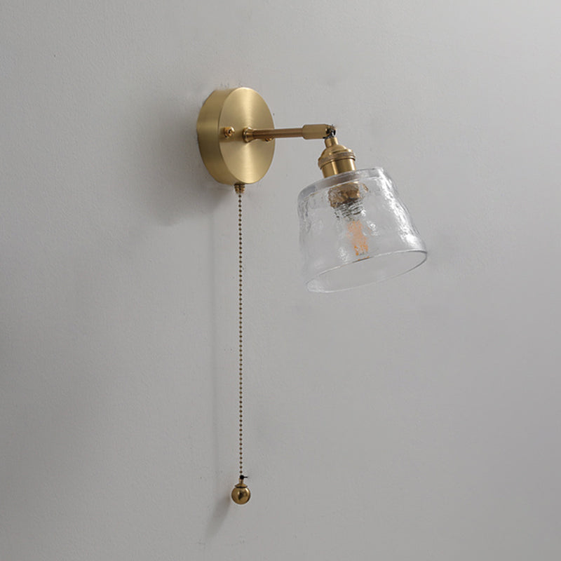 Modern Style Design Sconce Light Fixtures 1-Light Brass Wall Mounted Lamp with Grass Shade