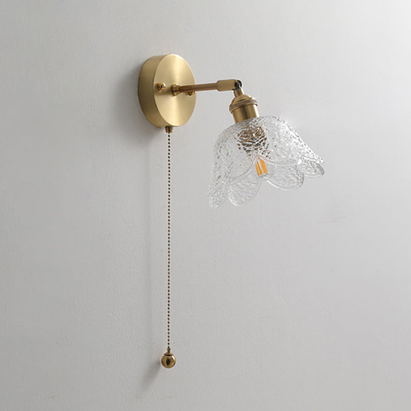 Modern Style Design Sconce Light Fixtures 1-Light Brass Wall Mounted Lamp with Grass Shade