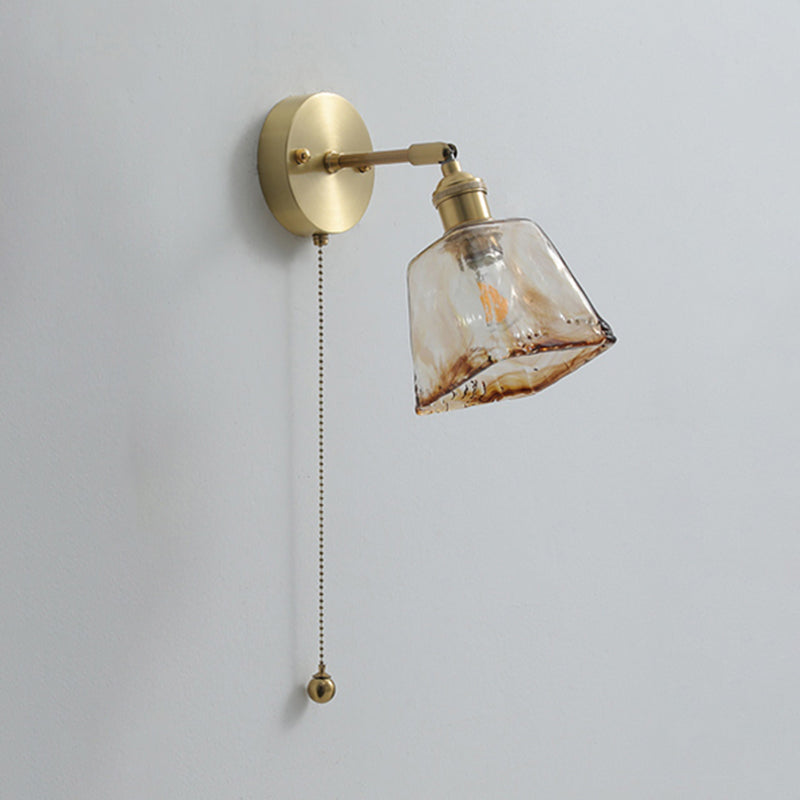 Modern Style Design Sconce Light Fixtures 1-Light Brass Wall Mounted Lamp with Grass Shade