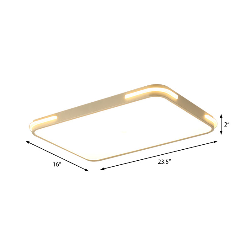 Slim Rectangle Hotel Ceiling Fixture Acrylique Modern Style LED Flush Mount Light in White