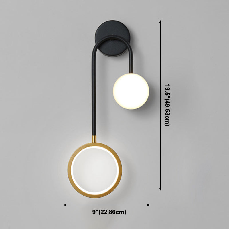 Acrílico modernista 2 luces LED Montaje Lucing Lámpara de pared Lámpara de pared en oro y negro