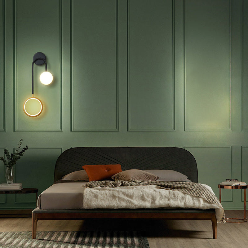 Acrílico modernista 2 luces LED Montaje Lucing Lámpara de pared Lámpara de pared en oro y negro