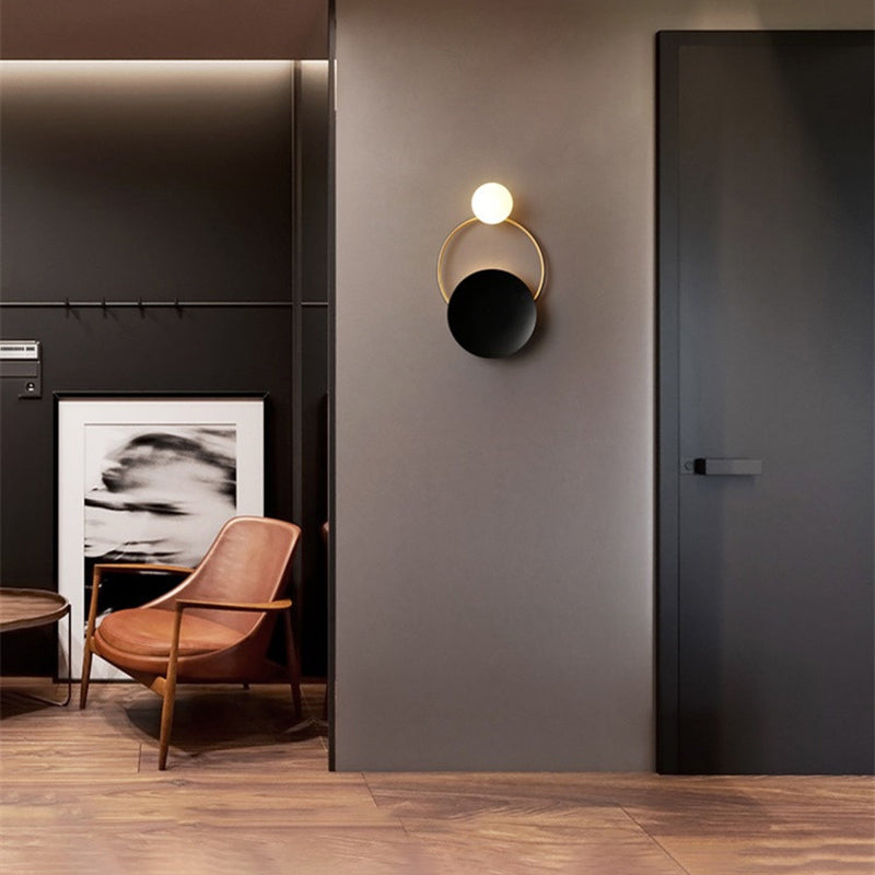 Geometric Wall Mount Lamp Ring with 2-Light Contemporary Minimalist Style Wall Light