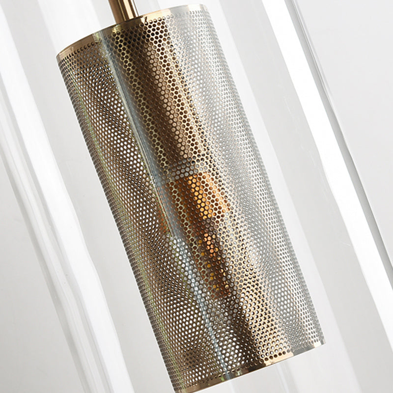 Moderno gambo in metallo applione da parete sospeso in vetro trasparente oblungo vetro a 1 bulbo sconde da parete