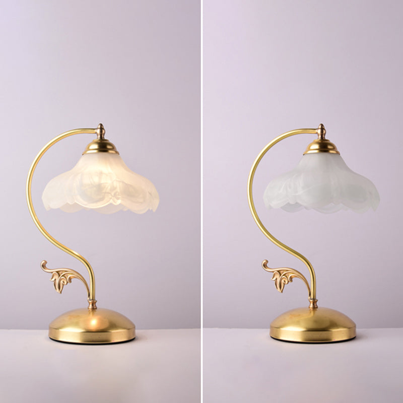 Glass Flower Table Light Contemporary Style Nights and Lamp for Bedroom