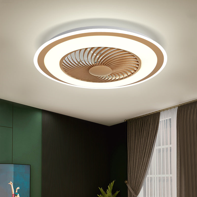 Runde Wohnheimraum LED Deckenventilator Metallic Nordic Semi Flush Mount Lighting