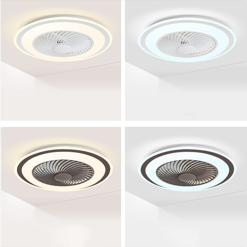 Runde Wohnheimraum LED Deckenventilator Metallic Nordic Semi Flush Mount Lighting