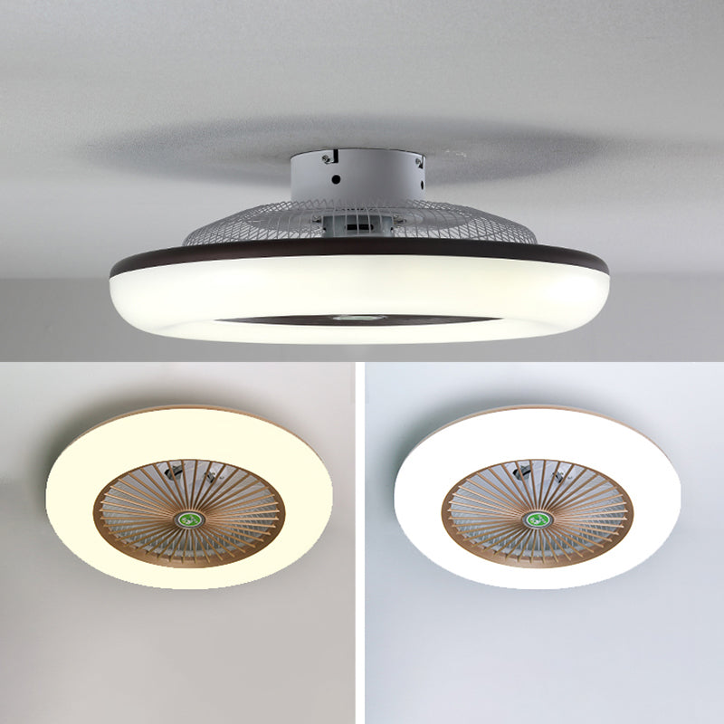 Runde Wohnheimraum LED Deckenventilator Metallic Nordic Semi Flush Mount Lighting