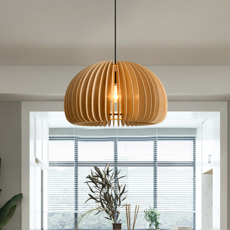1 lustre de lustre lumineux avec une forme de citrouille en bois simple moderne de style intérieur