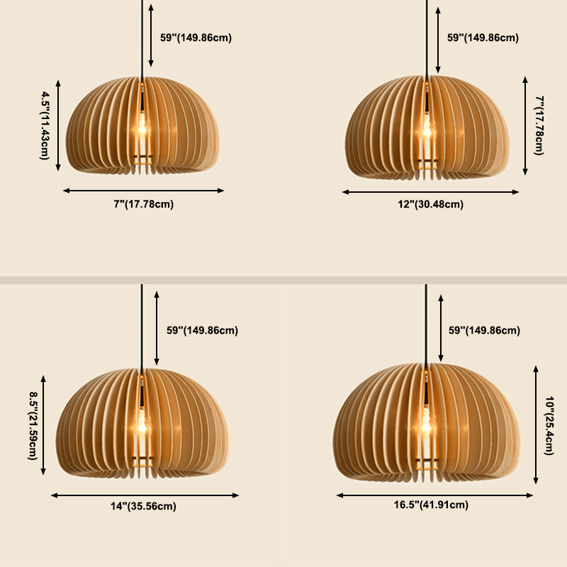 1 lustre de lustre lumineux avec une forme de citrouille en bois simple moderne de style intérieur