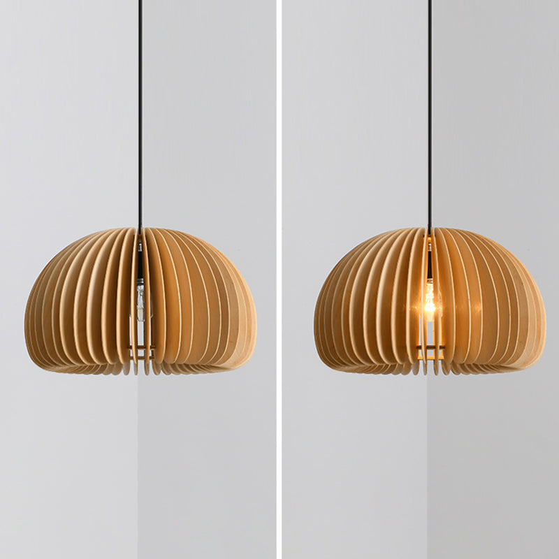 1 lustre de lustre lumineux avec une forme de citrouille en bois simple moderne de style intérieur
