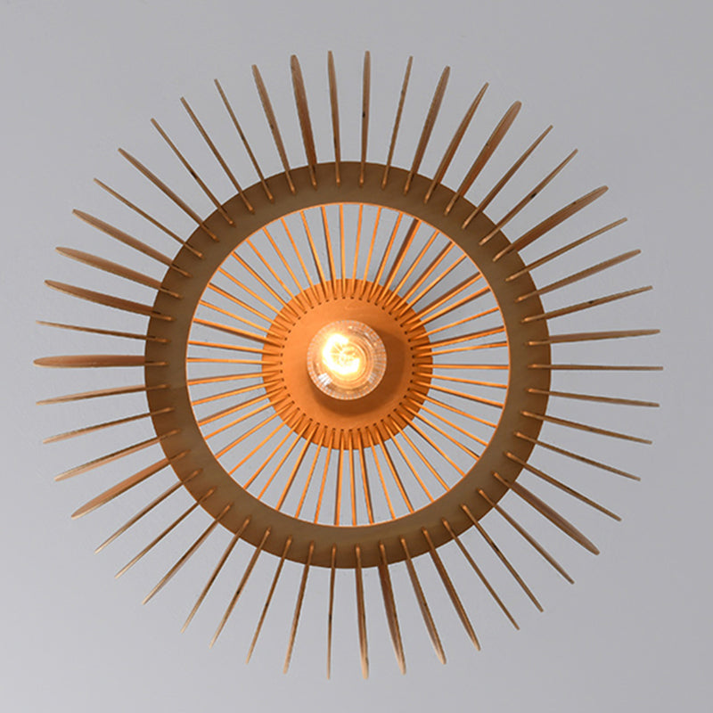 1 lustre de lustre lumineux avec une forme de citrouille en bois simple moderne de style intérieur