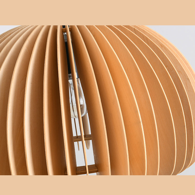 1 lustre de lustre lumineux avec une forme de citrouille en bois simple moderne de style intérieur