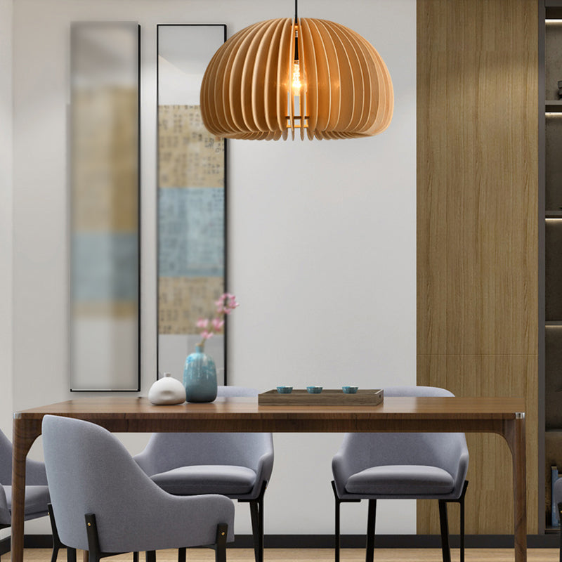 1 lustre de lustre lumineux avec une forme de citrouille en bois simple moderne de style intérieur