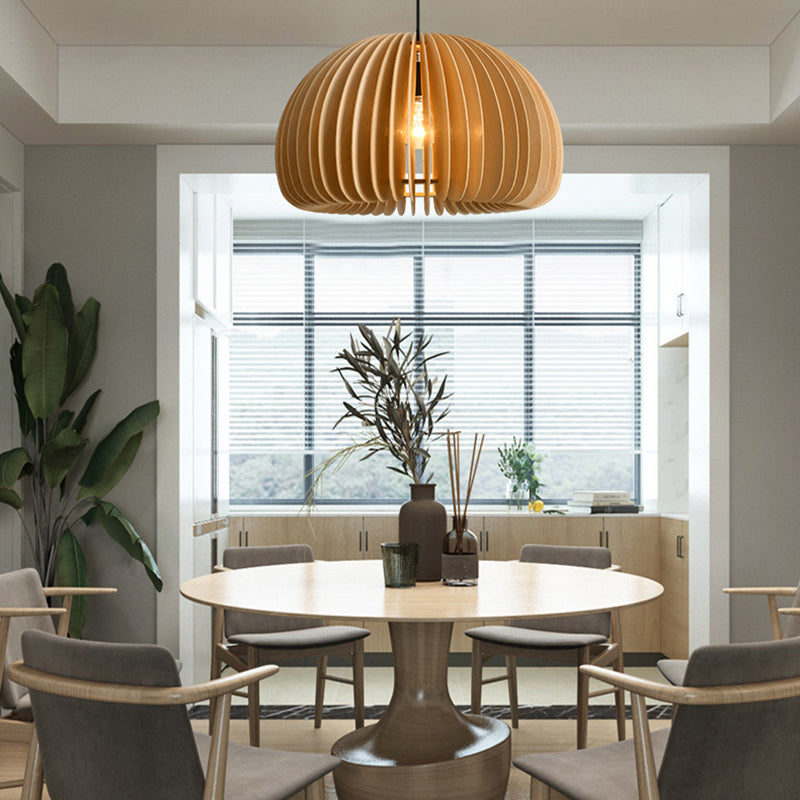 1 lustre de lustre lumineux avec une forme de citrouille en bois simple moderne de style intérieur