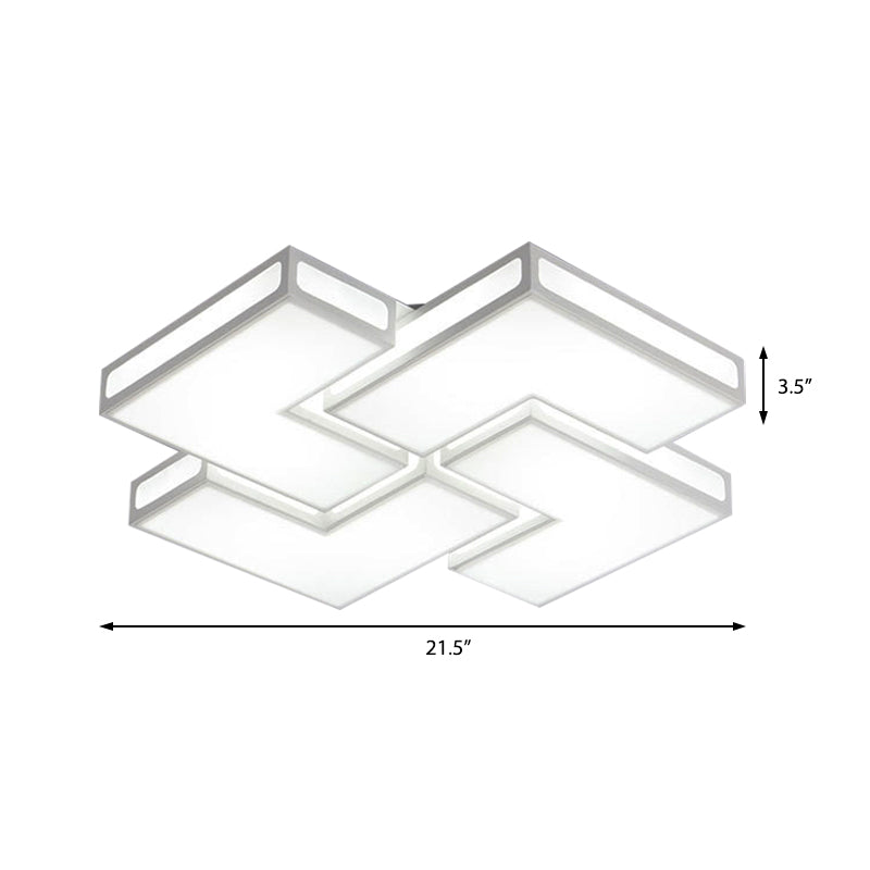 Adult Bedroom Square Flushmount Light Acrylic Contemporary White/Black and White LED Ceiling Lamp