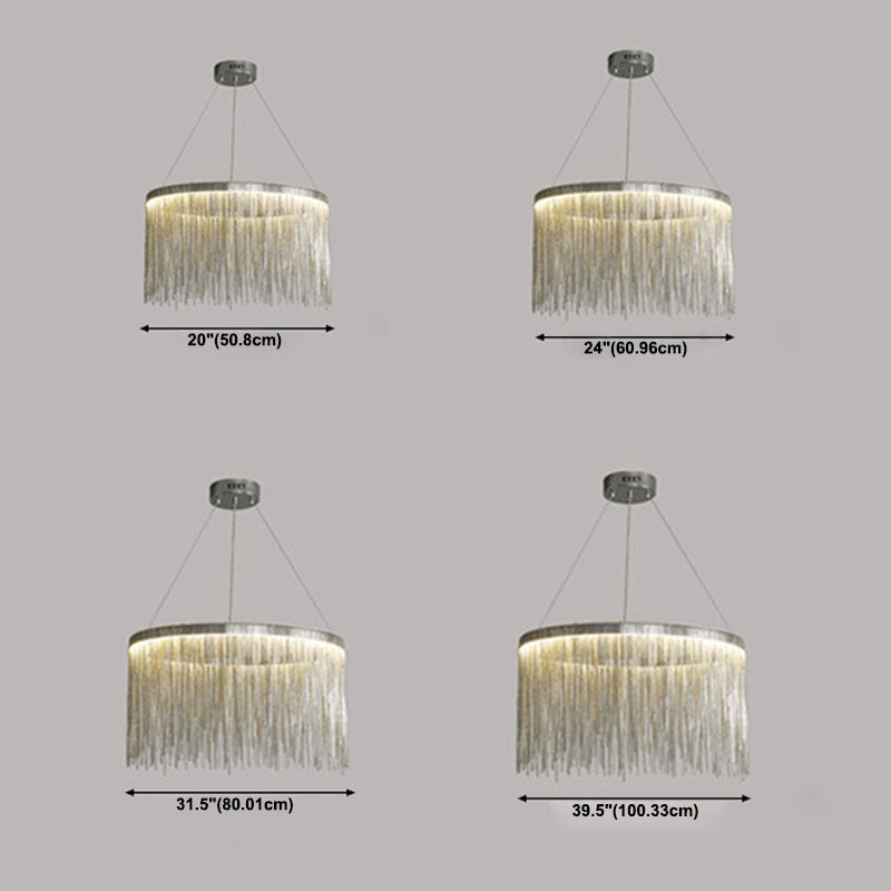 Round Aluminium Hanging Ceiling Pendant Fixtures 1-Light Modern Style Led Pendant Lamp