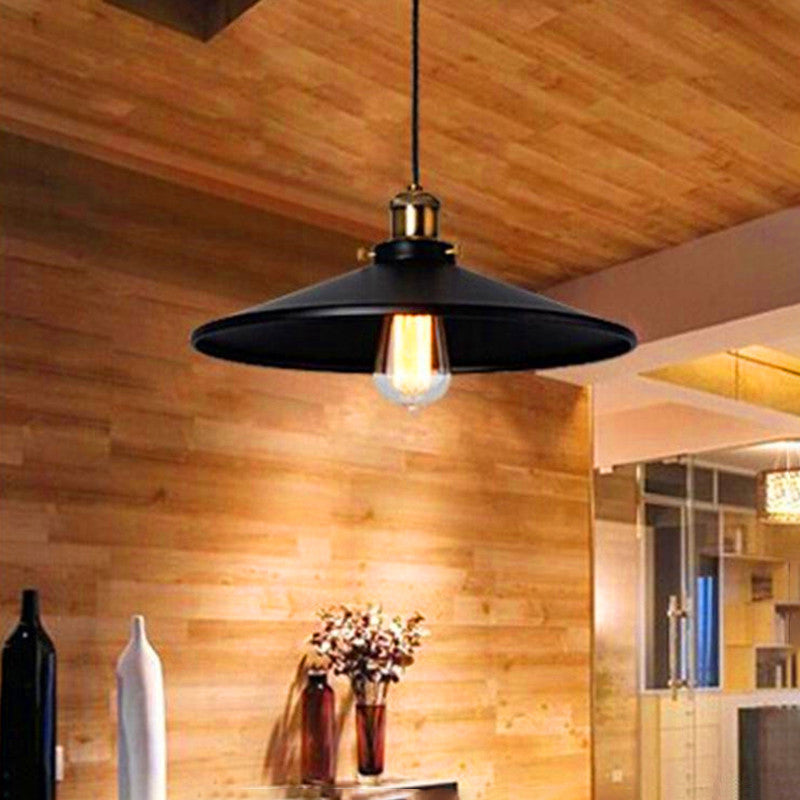 Metal Industrial Pendant Light 1-Light Cone Hanging Ceiling Light for Bar