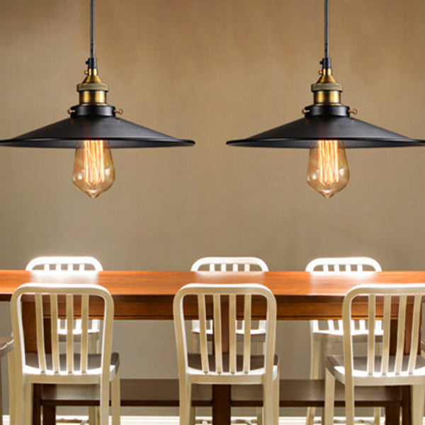 Metal Industrial Pendant Light 1-Light Cone Hanging Ceiling Light for Bar