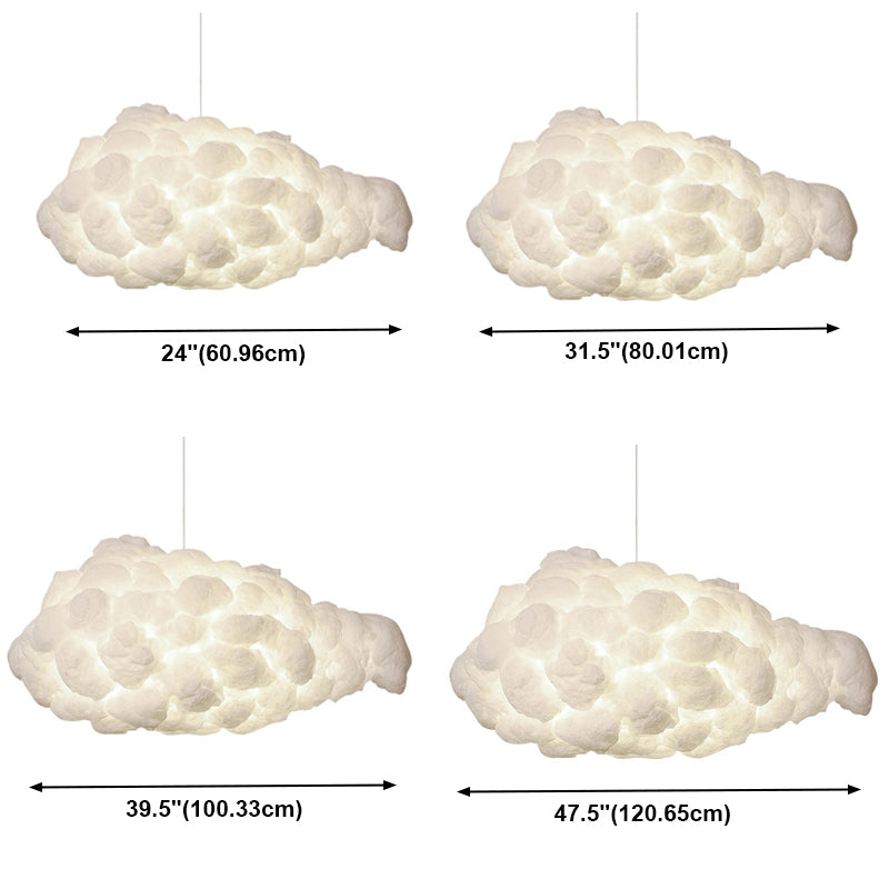 White 1-Light Modern Hanging Lamp Kit Cloud Silk Pendant for Dining Room