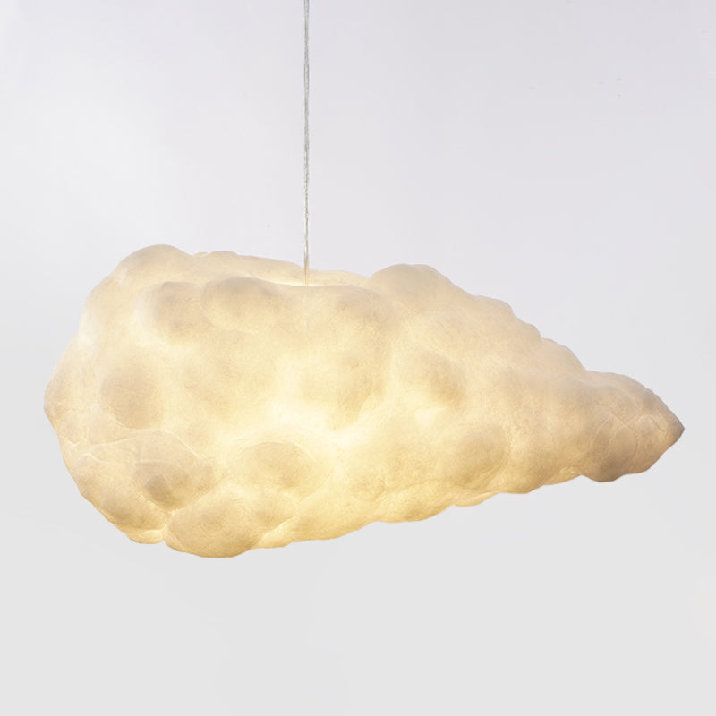 White 1-Light Modern Hanging Lamp Kit Cloud Silk Pendant for Dining Room