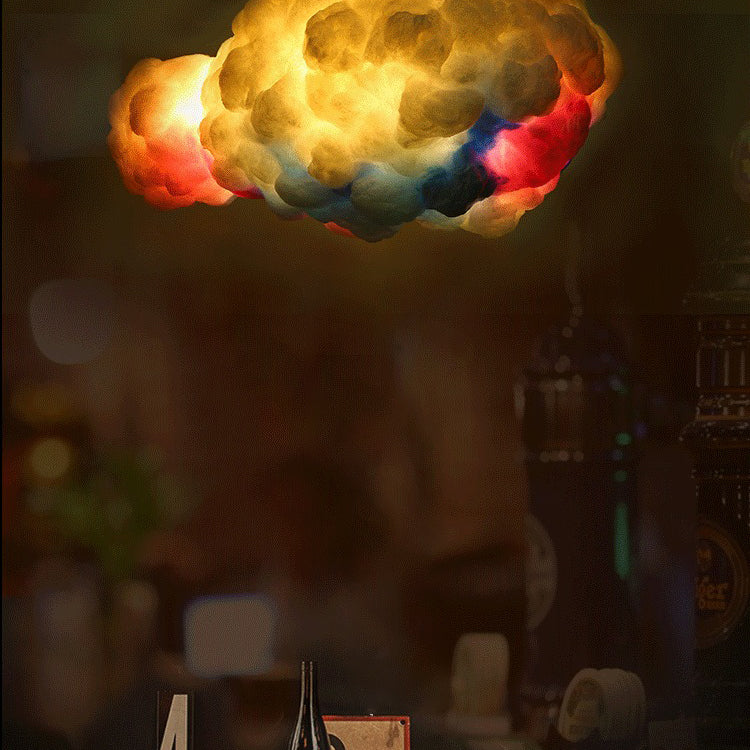 White 1-Light Modern Hanging Lamp Kit Cloud Silk Pendant for Dining Room