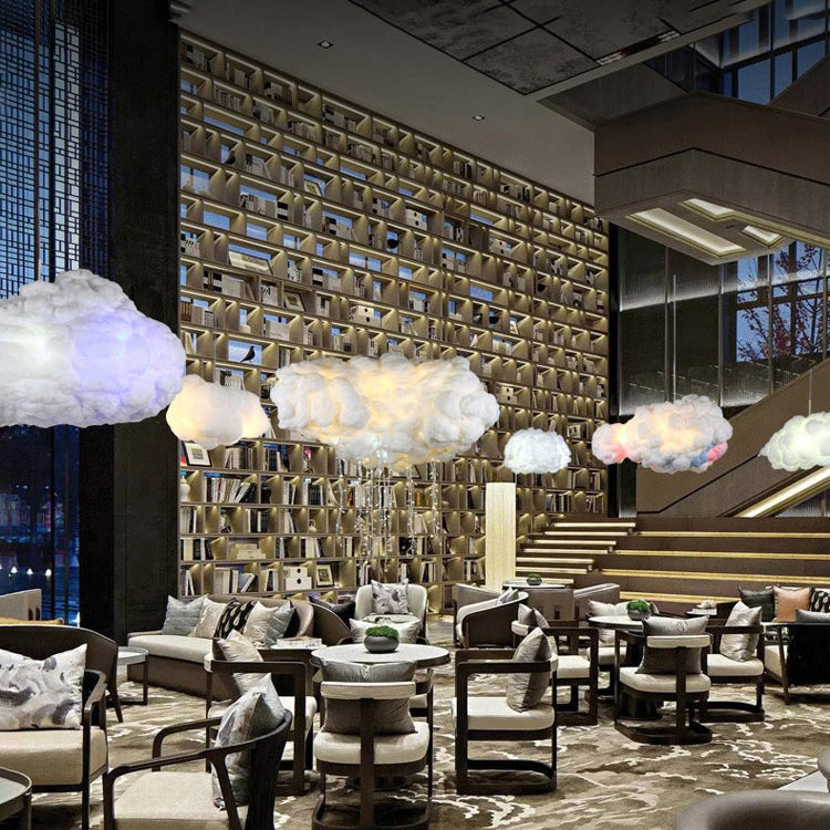 White 1-Light Modern Hanging Lamp Kit Cloud Silk Pendant for Dining Room