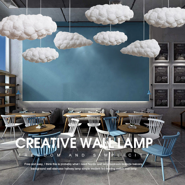 White 1-Light Modern Hanging Lamp Kit Cloud Silk Pendant for Dining Room