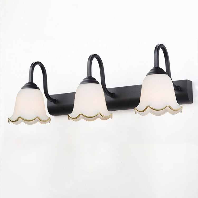 Multi Lights Flower Wall Light Sconces Modern Style White Glass Wall Mounted Vanity Lights
