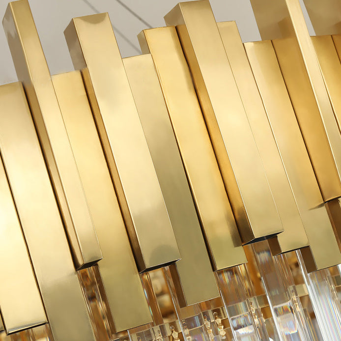 Oval Island Lights Modern Lighting Chandelier Crystal 8 Light Island Light Fixtures in Gold