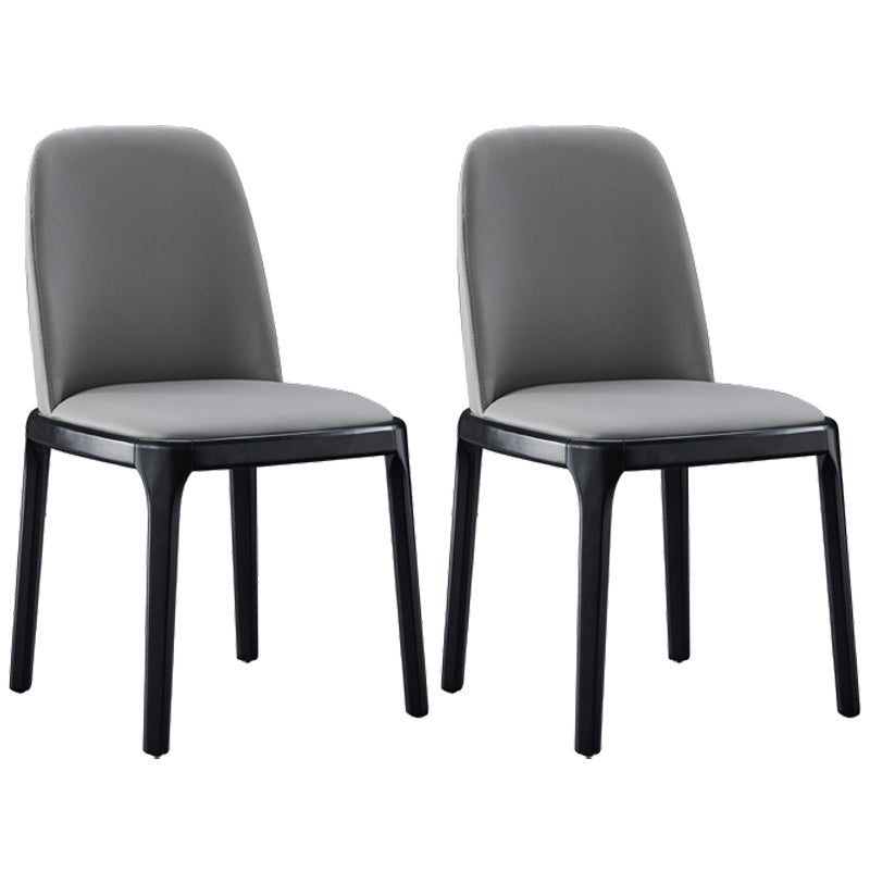 Contemporary Style Leather Chair Wooden Parsons Armless chair for Dining Room