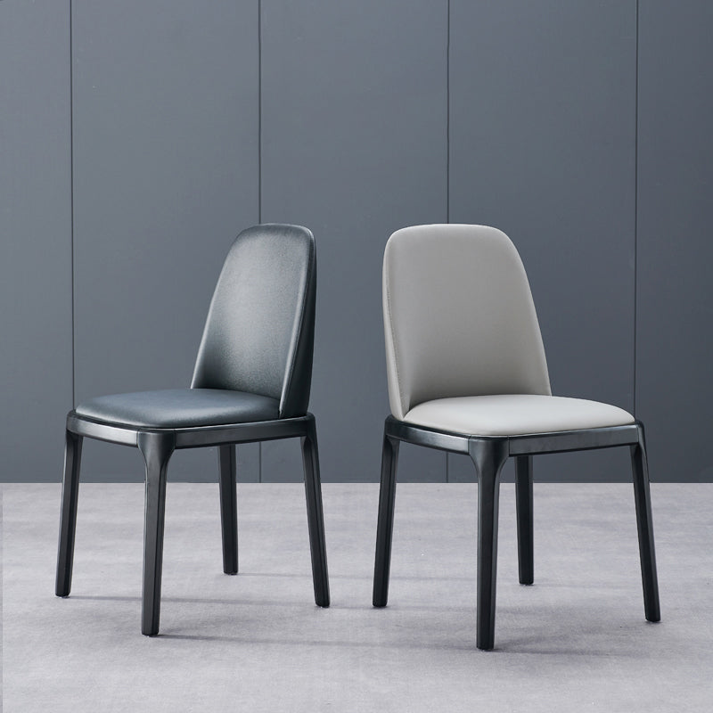 Contemporary Style Leather Chair Wooden Parsons Armless chair for Dining Room