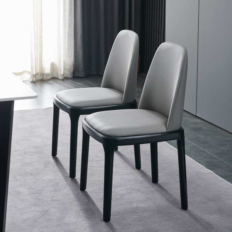 Contemporary Style Leather Chair Wooden Parsons Armless chair for Dining Room