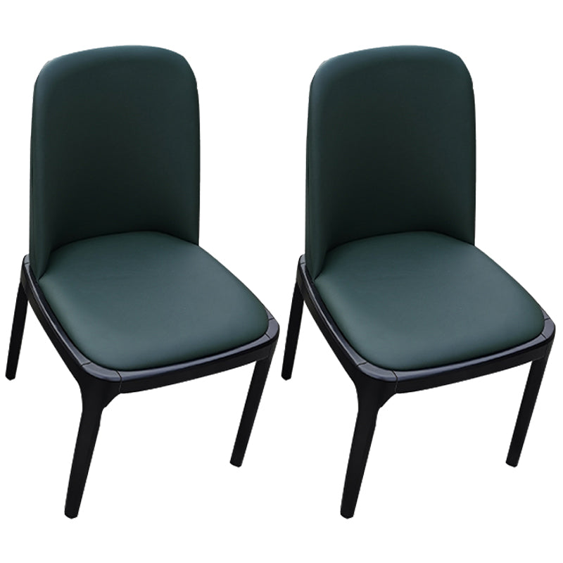 Contemporary Style Leather Chair Wooden Parsons Armless chair for Dining Room