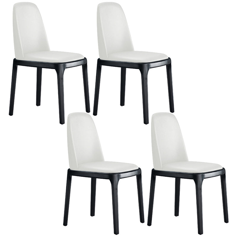 Contemporary Style Leather Chair Wooden Parsons Armless chair for Dining Room