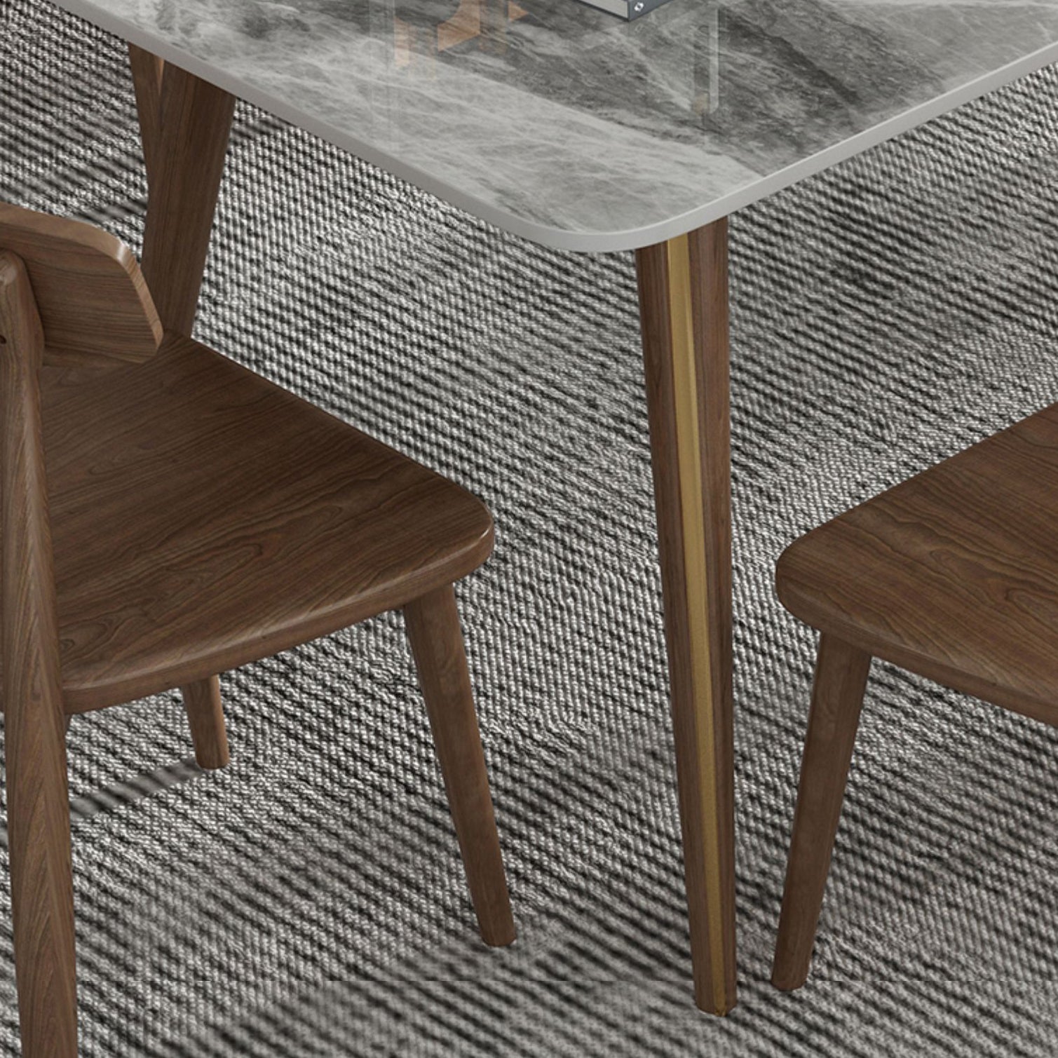 Modern Style Sintered Stone Dining Table 4 Legs Rectangular Table in Grey