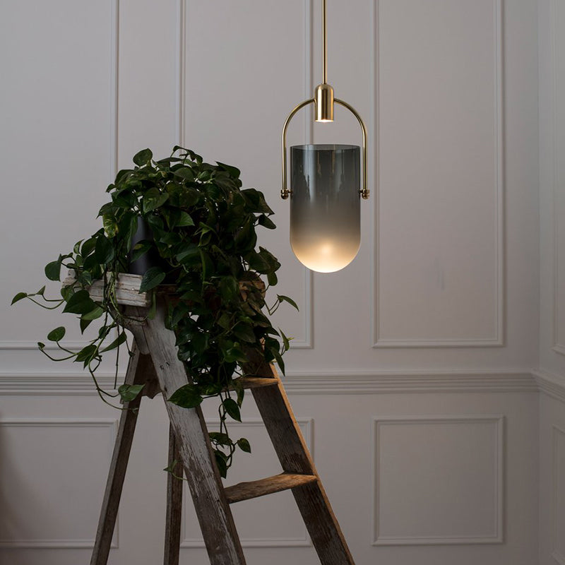 Unique Shape Contemporary Hanging Light Fixture with Glass Shade for Drawing Room